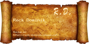 Reck Dominik névjegykártya